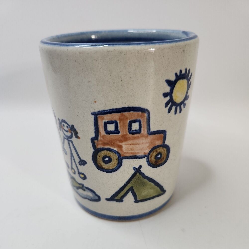 Louisville Stoneware Pottery I Luv You Dad Coffee Mug Child’s Drawing Cup USA - Picture 3 of 9